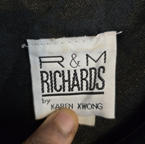 VTG R&M Richards By Karen Kwong Tunic Jacket 14W Black Velvet Padded Y2k - Picture 8 of 12